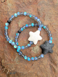 Starfish Lava Rock Ocean Inspired Day Glow Bracelet Midnight Oceans Black with Lava Stone