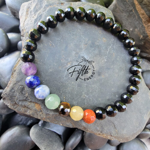 Fifth Energy Chakra Bracelet with Onyx gemstones