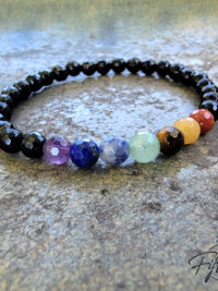 Fifth energy chakra bracelet with onyx gemstones
