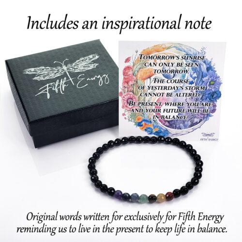 Fifth Energy Chakra Bracelet with Onyx and Card