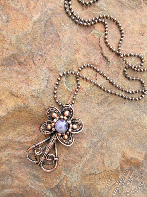 Copper Flower Amethyst Necklace Fifth Energy Jewelry