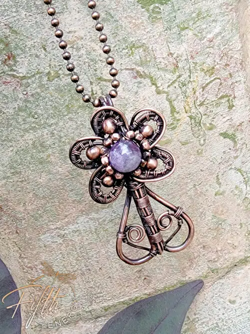 Copper Flower Amethyst Necklace Fifth Energy Jewelry