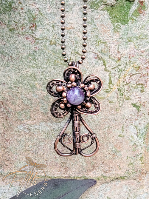 Copper Flower Amethyst Necklace Fifth Energy Jewelry