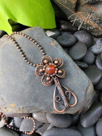Carnelian Copper Flower Necklace Fifth Energy Jewelry