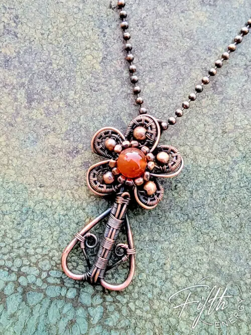 Carnelian Copper Flower Necklace Fifth Energy Jewelry