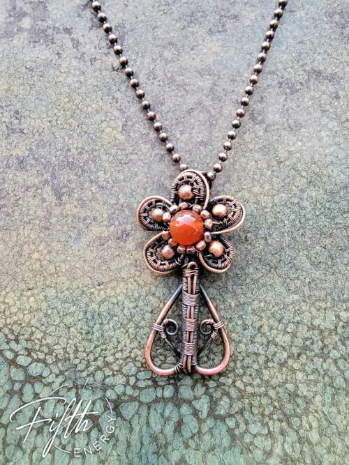 Carnelian Copper Flower Necklace - Image 2