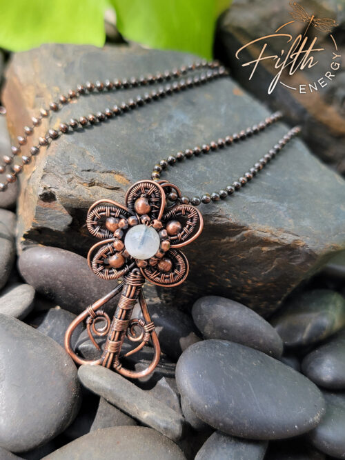 Moonstone Copper Flower Necklace Fifth Energy Jewelry