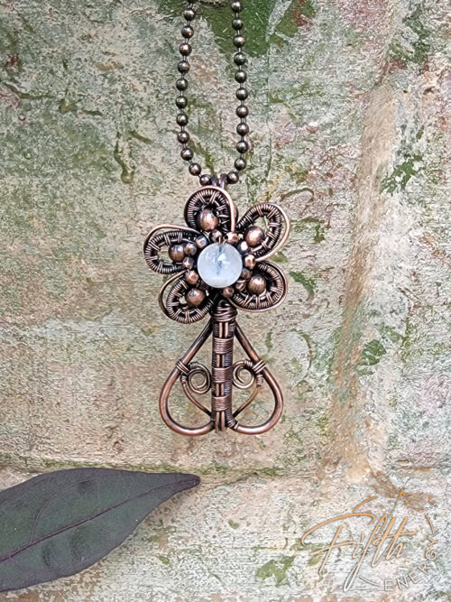 Moonstone Copper Flower Necklace Fifth Energy Jewelry