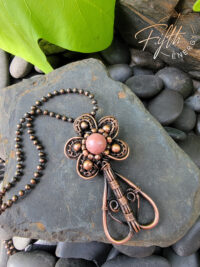 Rhodonite Copper Flower Necklace Fifth Energy Jewelry