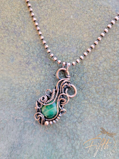 African Aventurine and Copper Necklace Fifth Energy Jewelry