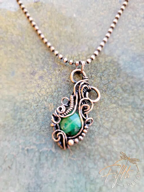 African Aventurine and Copper Necklace Fifth Energy Jewelry