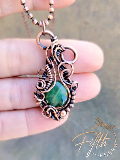 African Aventurine and Copper Necklace Fifth Energy Jewelry