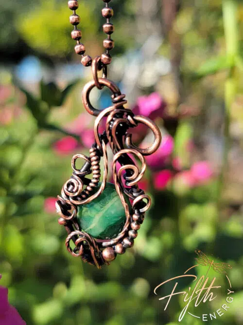 African Aventurine and Copper Necklace Fifth Energy Jewelry