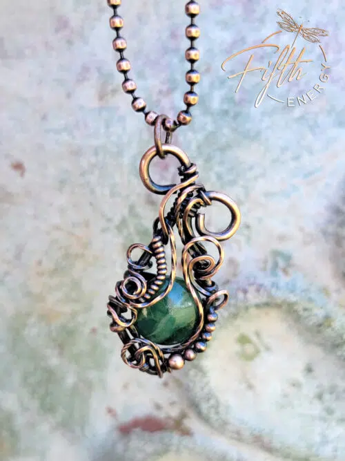 African Aventurine and Copper Necklace Fifth Energy Jewelry