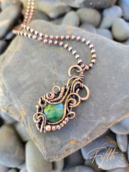 African Aventurine and Copper Necklace Fifth Energy Jewelry