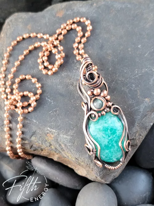 Amazonite Copper Pendant Fifth Energy Jewelry