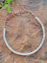 Aquamarine and hammered copper necklace Fifth Energy Jewelry