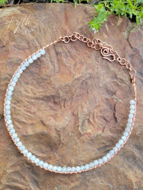 Aquamarine and hammered copper necklace Fifth Energy Jewelry
