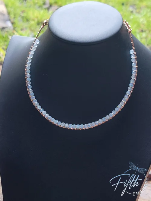 Aquamarine and hammered copper necklace Fifth Energy Jewelry