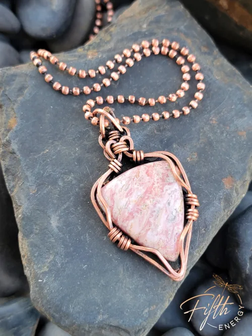 Rhodochrosite Copper Necklace Fifth Energy Jewelry