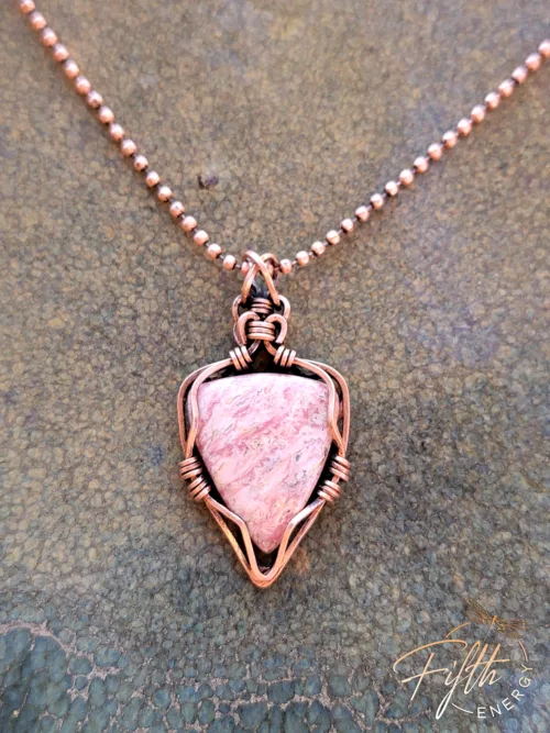 Rhodochrosite Copper Necklace Fifth Energy Jewelry