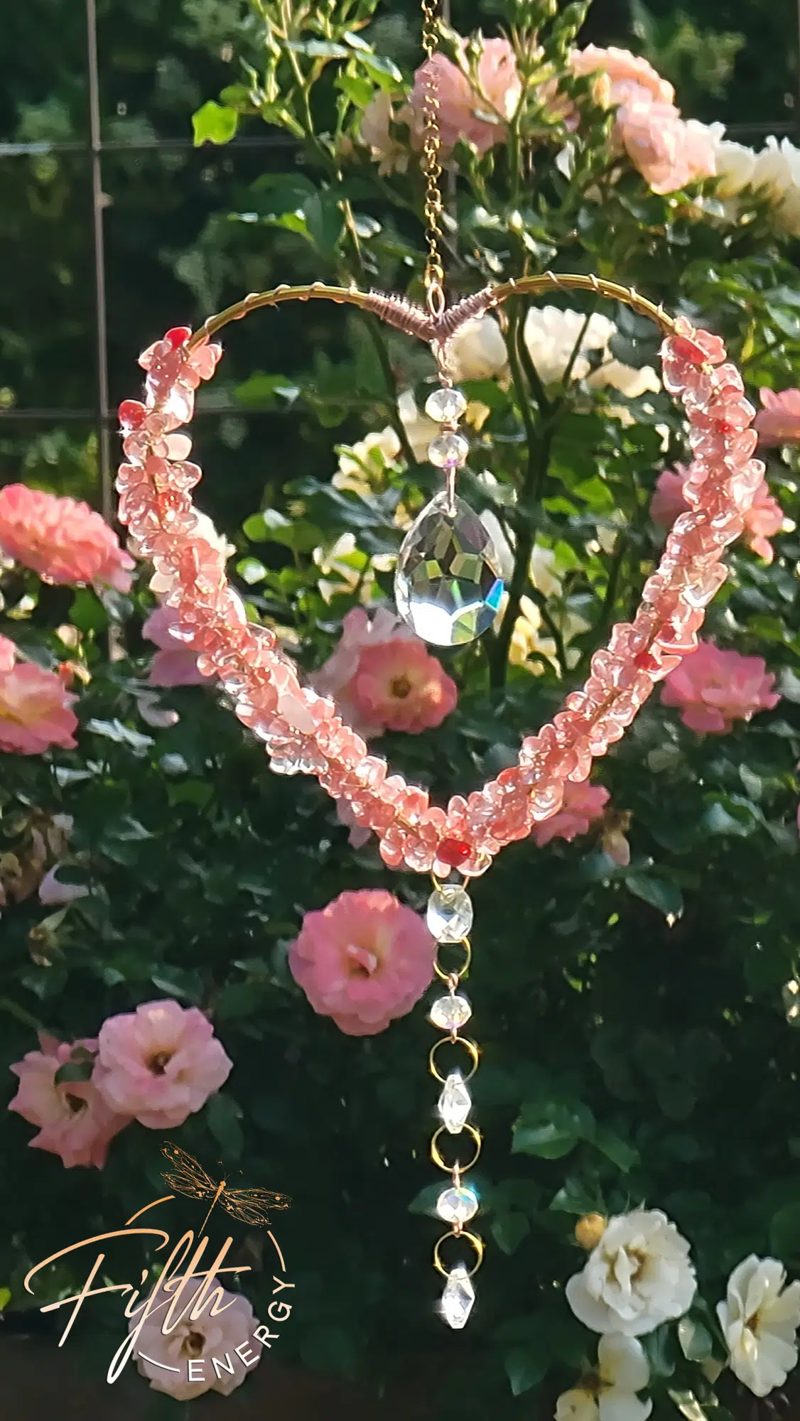Cherry Quartz Heart Suncatcher Fifth Energy