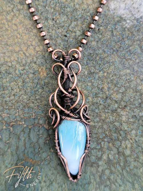 Larimar Necklace Ice Blue Copper Jewelry Fifth Energy Jewelry