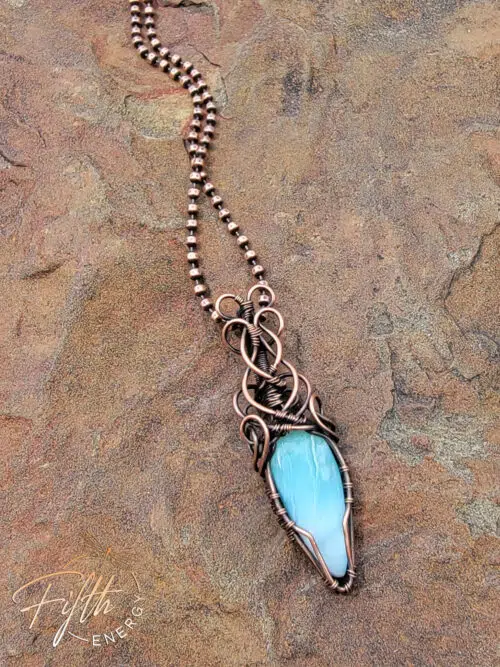 Larimar Necklace Ice Blue Copper Jewelry Fifth Energy Jewelry