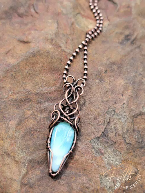 Larimar Necklace Ice Blue Copper Jewelry Fifth Energy Jewelry