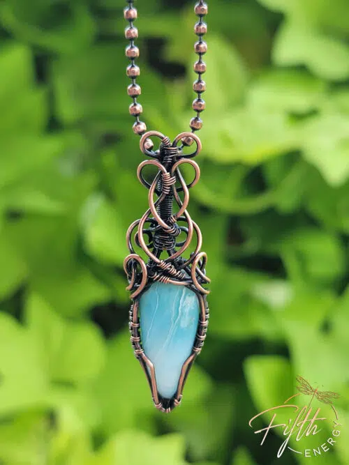Larimar Necklace Ice Blue Copper Jewelry Fifth Energy Jewelry