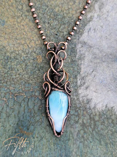 Larimar Necklace Ice Blue Copper Jewelry Fifth Energy Jewelry