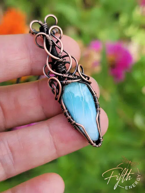 Larimar Necklace Ice Blue Copper Jewelry Fifth Energy Jewelry