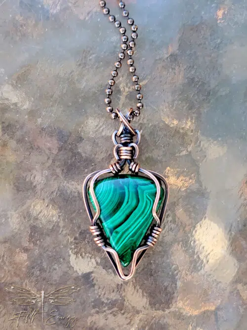 Malachite and Copper Neckace Mens Womens Fifth Energy Jewelry