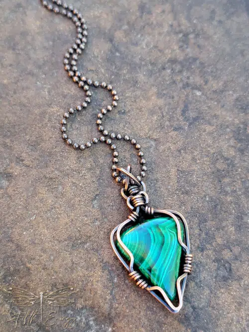 Malachite and Copper Neckace Mens Womens Fifth Energy Jewelry