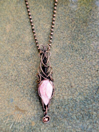 Celtic Style Rhodochrosite Copper Energy Necklace Fifth Energy Jewelry