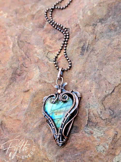 Viking Heart Labradorite Copper Jewelry Fifth Energy Jewelry