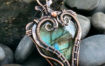 Labradorite Viking Heart Copper Necklace