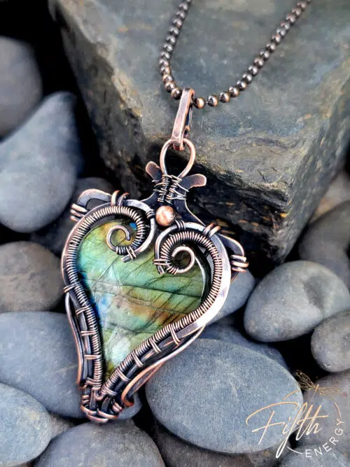 Viking Heart Labradorite Copper Jewelry Fifth Energy Jewelry