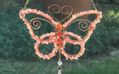Cherry Quartz Butterfly Suncatcher