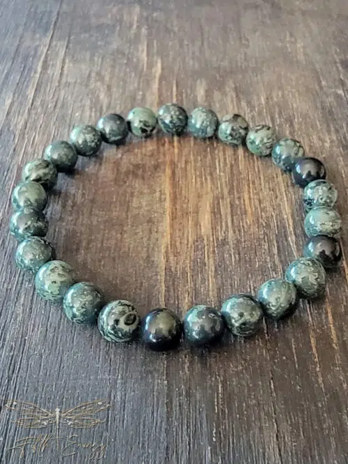 Mens Kambaba Jasper Bracelet Fifth Energy Jewerly Green Black