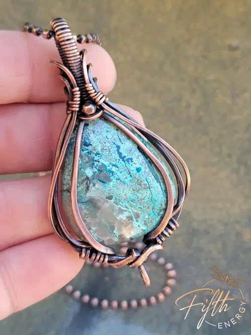 Shattuckite Fifth Energy Jewelry Spiritual Pendant Copper Necklace