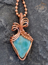 Larimar Copper Curves Necklace Fifth Energy Jewelry Blue