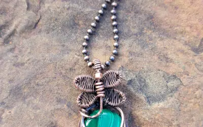 Malachite with Copper Dragonfly Necklace