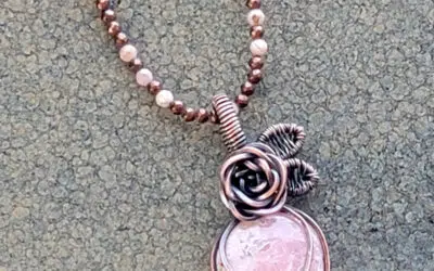 Rhodochrosite Copper Rose Necklace