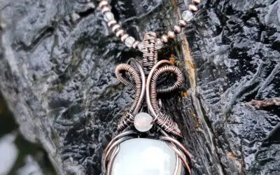 Selenite and Moonstone Copper Necklace