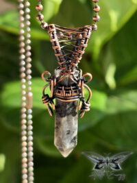 Mens Larvikite Amulet Copper Necklace Hexagonal Point Fifth Energy Jewelry