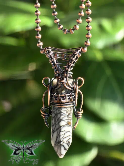 Mens Zebra Jasper Amulet Hexagonal Point Fifth Energy Jewelry Masculine Pendant