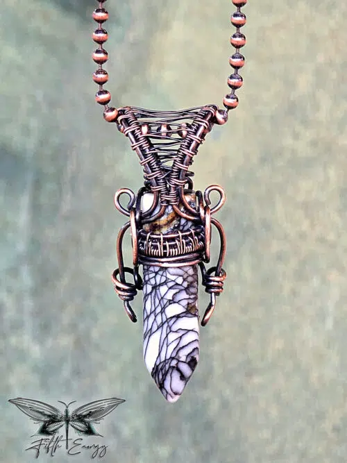 Mens Zebra Jasper Amulet Hexagonal Point Fifth Energy Jewelry Masculine Pendant