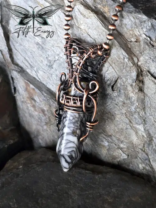 Mens Zebra Jasper Amulet Hexagonal Point Fifth Energy Jewelry Masculine Pendant