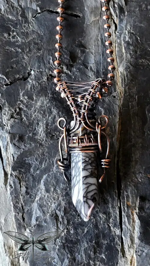 Mens Zebra Jasper Amulet Hexagonal Point Fifth Energy Jewelry Masculine Pendant